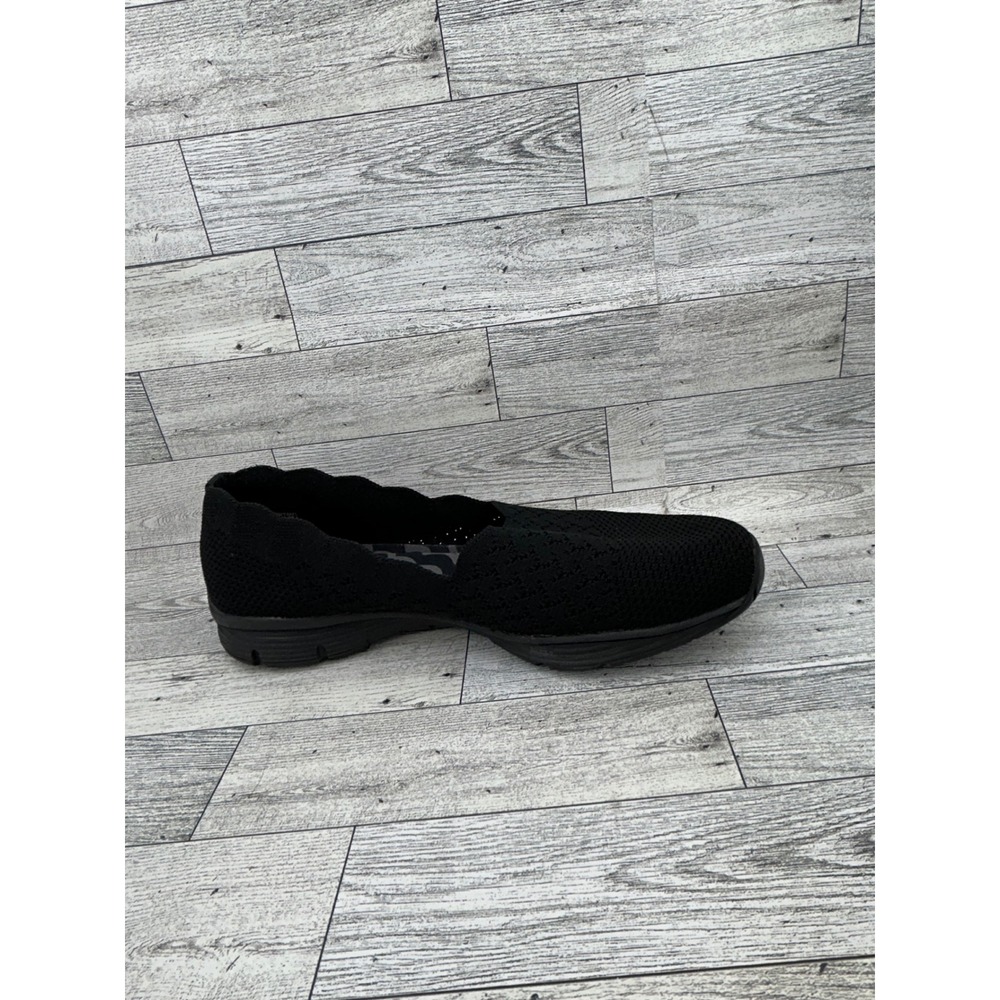 Skechers Sport 49481 Black Knit Scalloped Slip On Walking Shoes Womens 9.5 - Picture 9 of 11